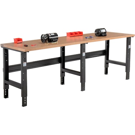 Global Industrial Extra Long Workbench, 96x30in, Adjustable Height, Shop Top Square Edge, Black 319082